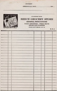 Vintage Beech Grocery Store Statement Greenville Ohio General Merchandise - Picture 1 of 2
