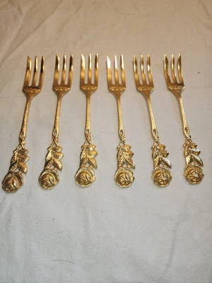 MCM Antiko Hildesheimer ROSE Dessertgabeln 6er Set 24kt vergoldet  - Bild 1 von 3