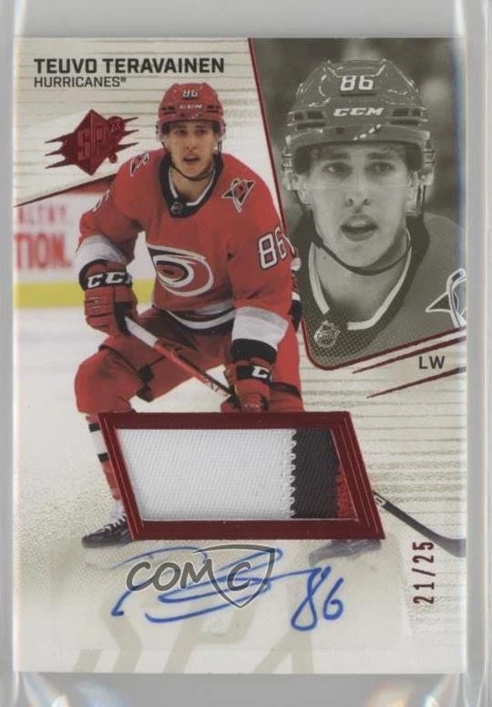 2022-23 SPx Auto Patch /25 Teuvo Teravainen #91 Patch Auto - Image 1 of 2