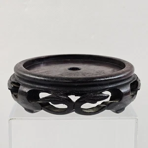 3 3/8" Oval Asiatisch Orientalisch Braun Holz Pflanzgefäß Vase Ständer Display Lampenfuß - Bild 1 von 9