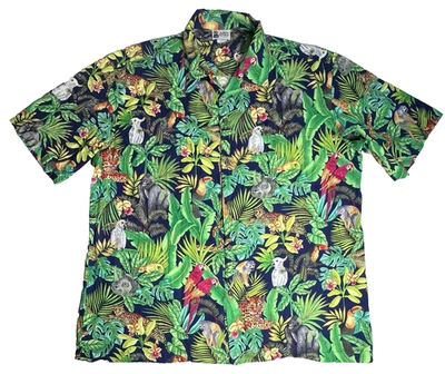 Camisa Hawaiana Vintage Aloha Republic XXL Loro Tropical Selva Animales AOP 2XL Foto 1 de 4