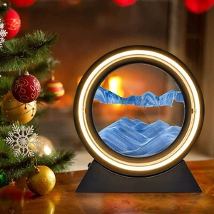 Moving Sand Art Desk Lamp,Hourglass Sandscape Flowing Sand Lights Home Decors - Picture 1 of 14