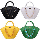 Fashion PU Leather Women Shoulder Crossbody Bag Acrylic Chain Shell Tote Handbag
