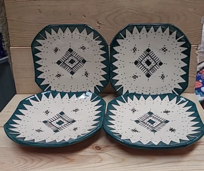 Cerámica/arcilla pintada a mano Safi Marruecos/juego de 4 platos/arte popular años 70 Foto 1 de 4