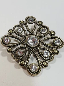 Vintage Juliana Stil Strass Kristall Brosche Anstecknadel silberfarben - Bild 1 von 4