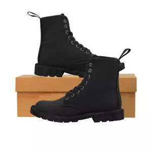 Elliz Clothing's Solid Black Unisex Lace-Up Ankle Boots - Picture 1 of 8