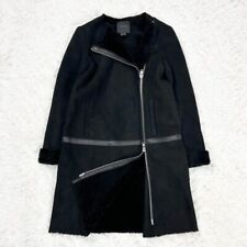 Theory shearling long coat goatskin leather boa black Size XS-S Used From Japan
