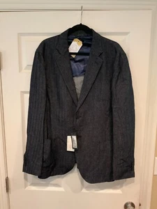 Giorgio Armani "Upton" Navy Blue Cashmere Herringbone Blazer, Size 56 (IT) NWT - Picture 1 of 9
