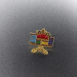 Victorian Pincushion Thread Sewing L Colorful Gold Toned Lapel Hat Jacket Pin - Picture 1 of 2