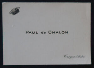Carte de visite Noblesse PAUL DE CHALON TROYES  visit card 14