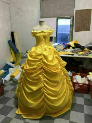 Disfraz de Bella Adulto La Bella y la Bestia Princesa Vestido Amarillo Vestido de Baile Foto 1 de 4