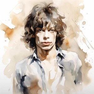 IMPRESIÓN de acuarela Mick Jagger Rolling Stones 18"X13" FIRMADA POR ARTISTA - Imagen 1 de 1