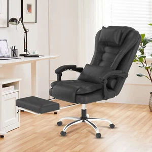 Big and Tall Office Chair Ergonomic Leather PU Computer Desk Chair with Footrest - Picture 1 of 10