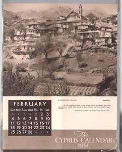DER ZYPERN KALENDER SELTEN FEBRUAR 1951 EIN BERGDORF SEHR GUTER ZUSTAND - Bild 1 von 1