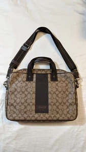 Coach Heritage Stripe Portfolio Brief Laptop Bag Signature Canvas Bag - Picture 1 of 5