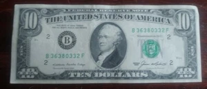 1985 $10 Dollar Note Federal Reserve of New York B36380332F - Picture 1 of 2