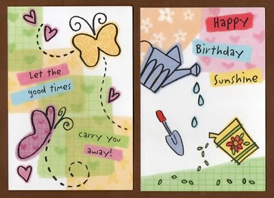 Set of 2 Current Inc. Birthday Greeting Cards, Butterflies, Watering Can & Seeds - Image 1 of 3