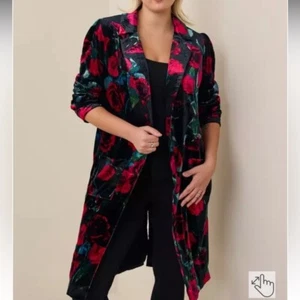 Cárdigan de terciopelo plumero kimono línea larga oscuro romántico gótico grunge rosa glamour 2 - Imagen 1 de 12