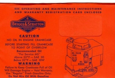 Vintage Briggs Stratton Rotary Mower Parts List Engine Manual 60900-81996 c.1960 - Image 1 of 4