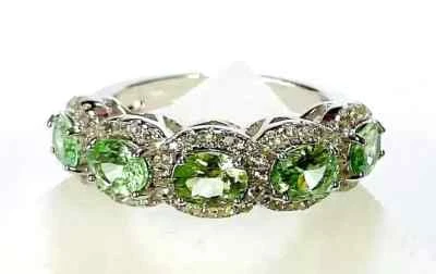 Anillo HSN Colleen Lopez Chapado en Oro 14K Espinela Verde Esterlina y Topacio Blanco Talla 7 Foto 1 de 4