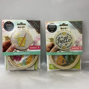 Kits de estilo punto de cruz contados de limonada y hola completos con aro NUEVO - Imagen 1 de 7