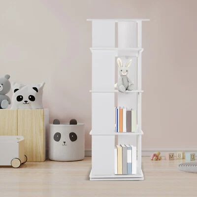 Estantería giratoria 360° blanca estantería de almacenamiento estante de exhibición independiente Foto 1 de 4