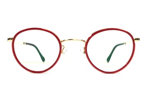 Henry Jullien Eyeglasses Frames STORY C56P59 Red Gold Plated Round 45-25-145 - Picture 1 of 14