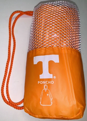 RARE Vintage Tennessee Volunteers Orange Vinyl Poncho NWOT - with Travel Bag Cover