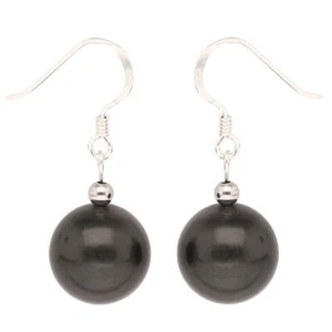 Orecchini A Pendente In Perle Di Nacchero E Argento 925, Grigio Antracite, Donna - Foto 1 di 1
