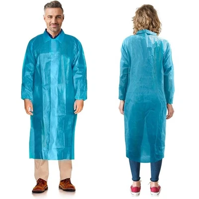 Polypropylene Lab Coats 10ct Adult Large Blue Robes /w Long Sleeves - Image 1 of 4