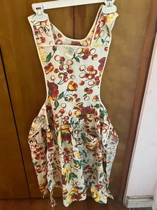 vintage C1960s Front Smock Apron Flowers Cherry Rockabilly - Original Tag! - Picture 1 of 3