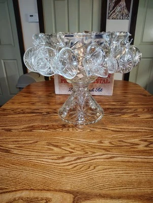 27pc Anchor Hocking Punch Bowl Set 700/674 Early American Precut In Box 12 Cups - Image 1 of 4