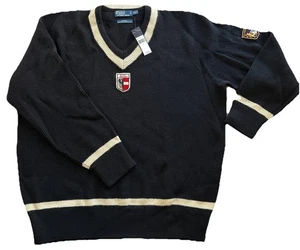 Polo Ralph Lauren uomo RLPC ZERMATT maglione lana collo a V 3XLT TAL nero prezzo al dettaglio consigliato $ 165 - Foto 1 di 18