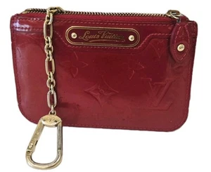 Louis Vuitton Monograma Pochette Vernis Rojo Monedero Llavero Charol - Imagen 1 de 20