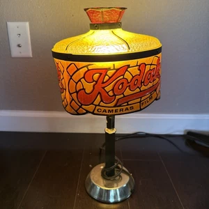 “KODAK CAMERAS AND FILM" LAMP FAUX GLASS RESIN SHADE TIFFANY STYLE 17" Read Desc - Picture 1 of 22