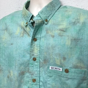 Vintage Mo Betta Sevens Western Hemd Herren XL Aqua Blau Abstrakt Baumwolle USA Knopf - Bild 1 von 8