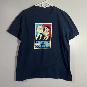 2016 Stewart Colbert Funny Talk Show Comedy Blue Graphic T-Shirt Mens Medium - Picture 1 of 3