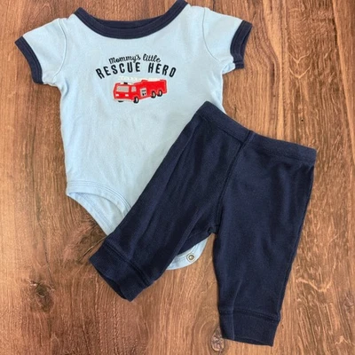 Carter’s Bebé Niño Conjunto Body y Pantalones Conjunto Infantil 2 Piezas Talla 3M Camión de Bomberos Foto 1 de 4