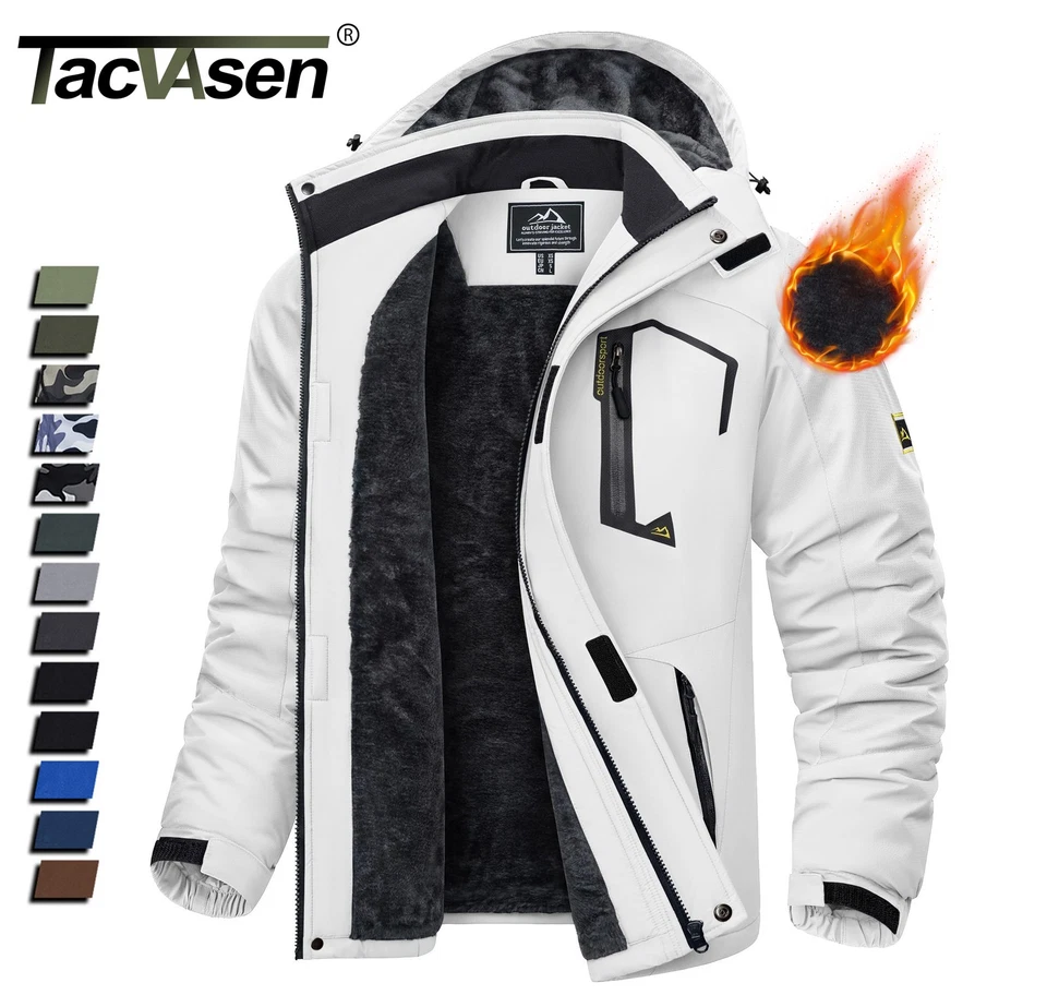 Men's Waterproof Ski Jacket Winter Warm Jackets Snow Thermal Fleece Work Coat US - Image 1 of 4