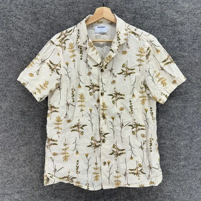 Camisa Old Navy Hombre S Pequeña Beige Floral Cuello Abotonado Manga Corta Algodón Foto 1 de 4