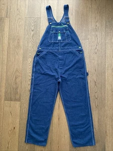 LIBERTY Men's Denim Bib Overalls Blue Cotton Workwear Size 42x30 Dark Wash - Picture 1 of 8