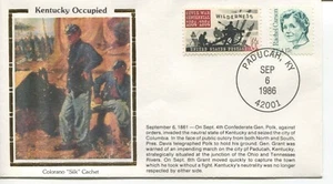 CUBIERTA DE EVENTO DE SEDA COLORADO 1861 OCUPADA POR LA GUERRA CIVIL KENTUCKY 1986 - Imagen 1 de 1