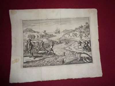 CUATRO 1595 GRABADOS Y SINOPSIS DE SIR FRANCISCO DRAKE 1586 INVASIÓN DE AMÉRICA Foto 1 de 4