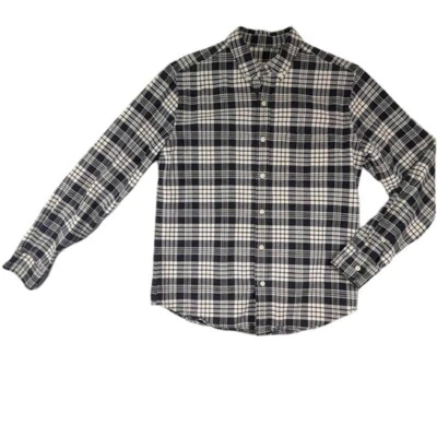 Fossil Button Down Shirt Mens Medium Black White Plaid Long Sleeve Pocket - Image 1 of 4