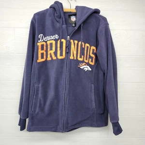 NFL Denver Broncos Blue Full Zip Fleece Jacket Size Medium - Picture 1 of 8