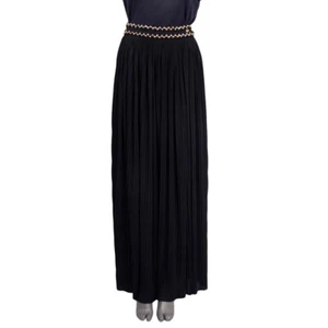 64897 auth CHANEL black polyester 2018 GREECE TWEED TRIM PALAZZO Pants 38 S - Picture 1 of 6