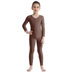 Kids Girls Long Sleeve Unitards One Piece Body Leotard Bodysuit Dance Costumes﻿ - Picture 1 of 179