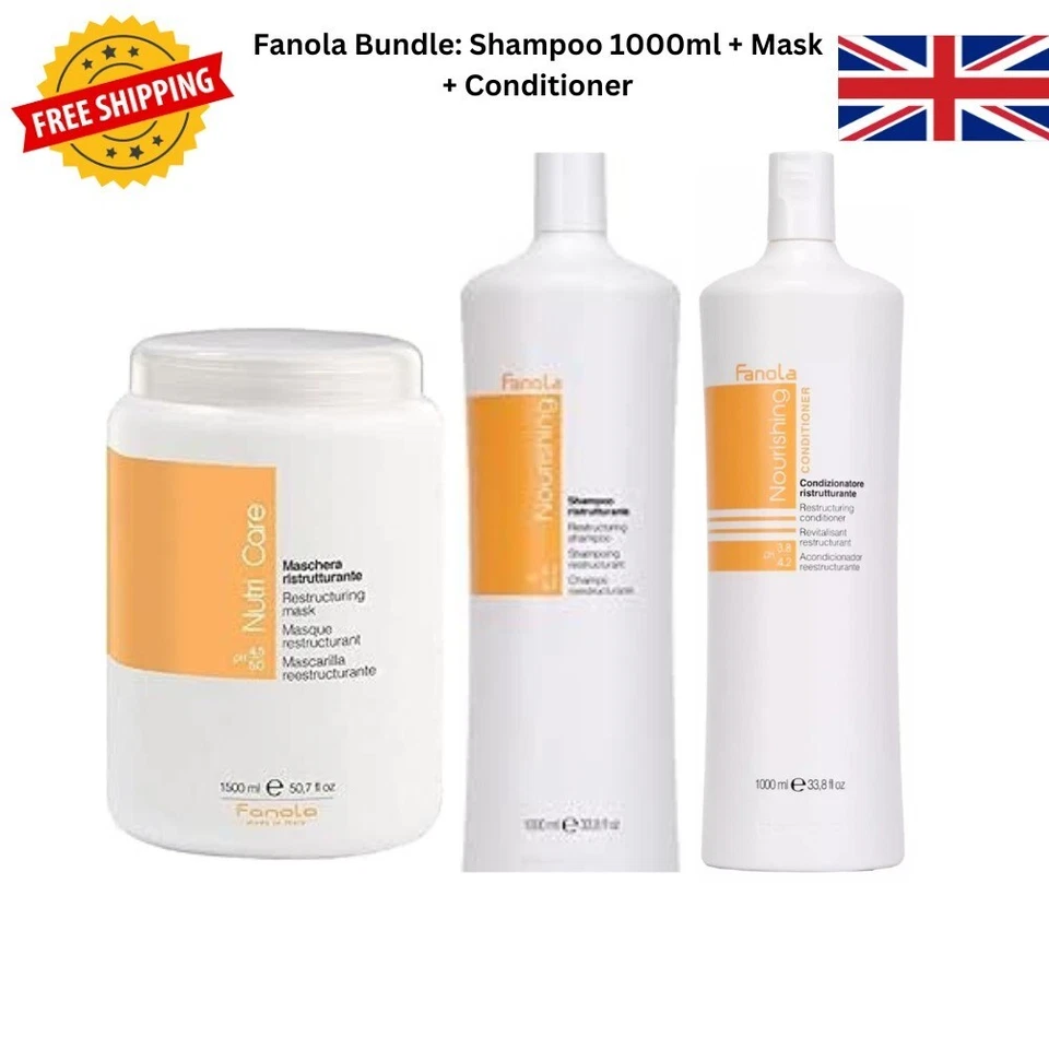 Fanola Nutri Hair Care Trio –Conditioner 1000ml + Shampoo 1000ml + Mask 1500ml