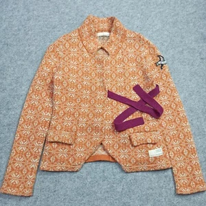 Cardigan Odd Molly lana di agnello 1 - S arancione maglione cravatta Nordic Fair Isle 233 - Foto 1 di 12