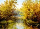 Autumn Brook Landscape Oil painting Giclee Art Printed on canvas L961